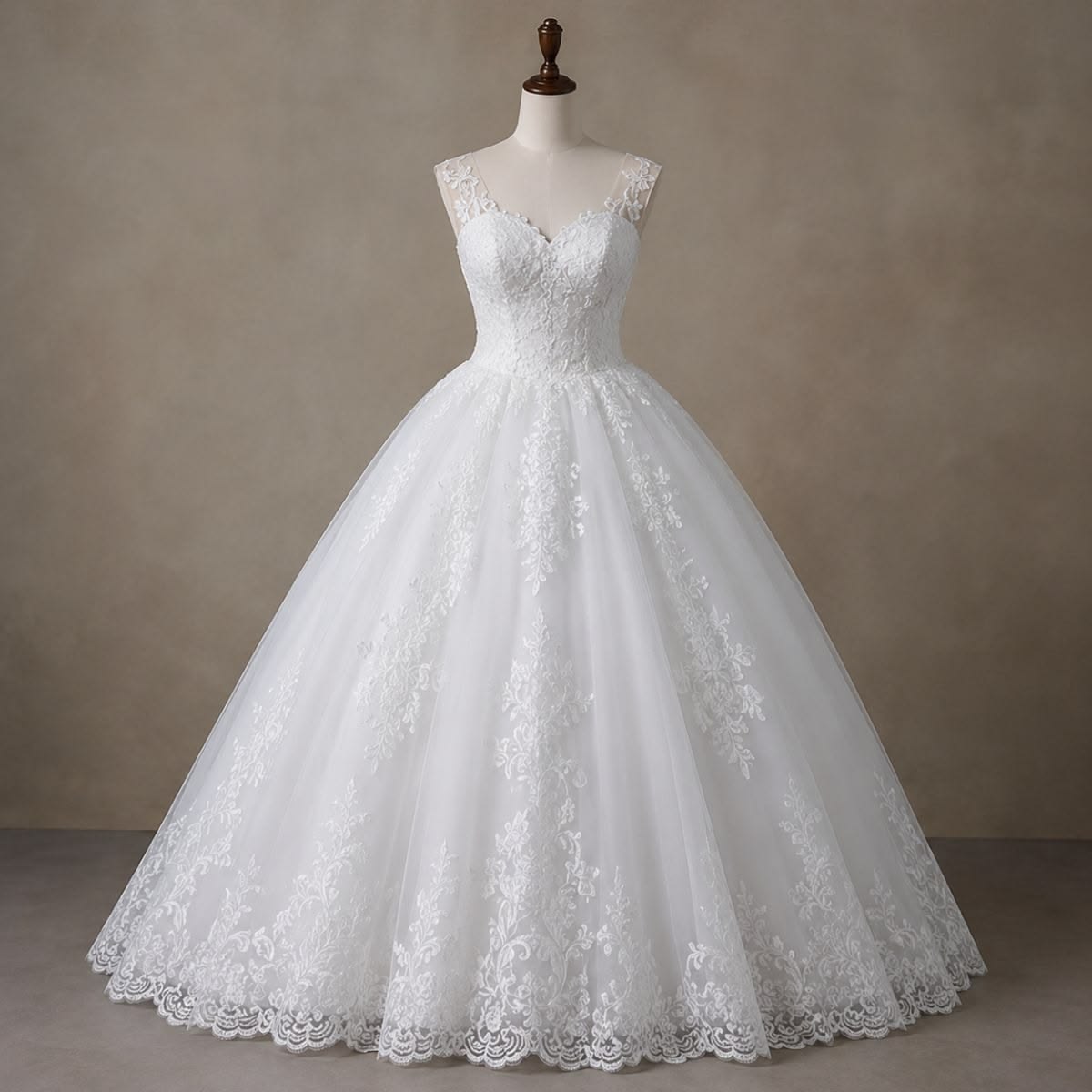 Elegant Ball Gown Sweetheart Long Wedding Dress Lace White Prom Dress TH312