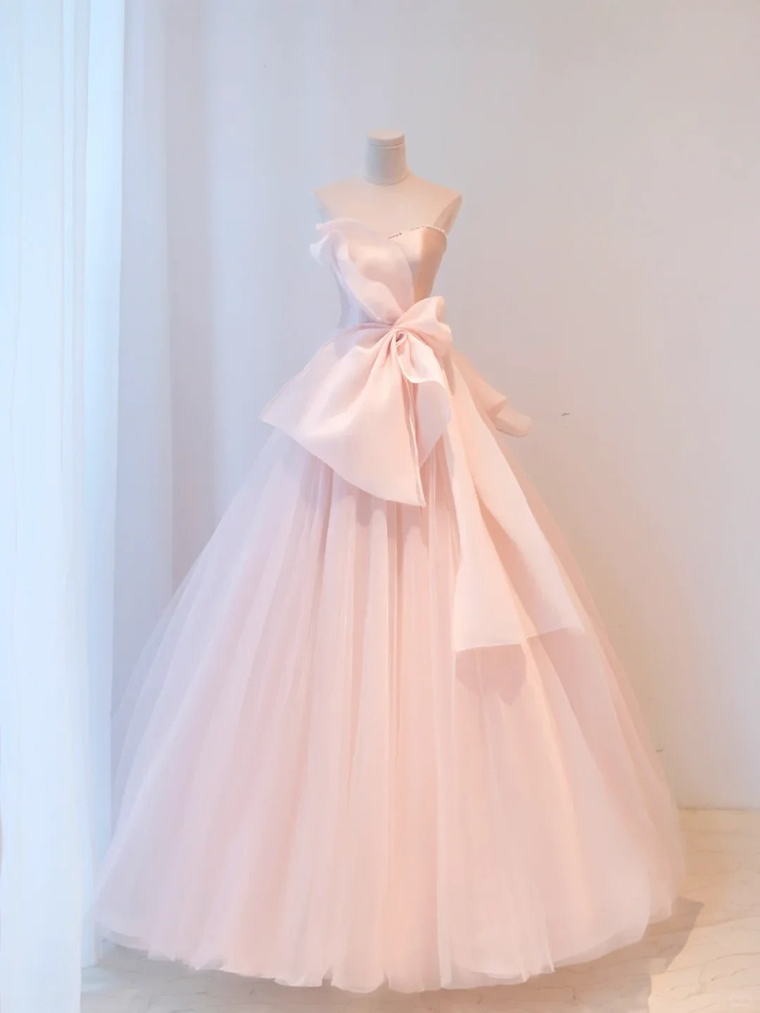 Elegant A-line Sweetheart Pink Evening Dress Tulle Prom Dress TH379