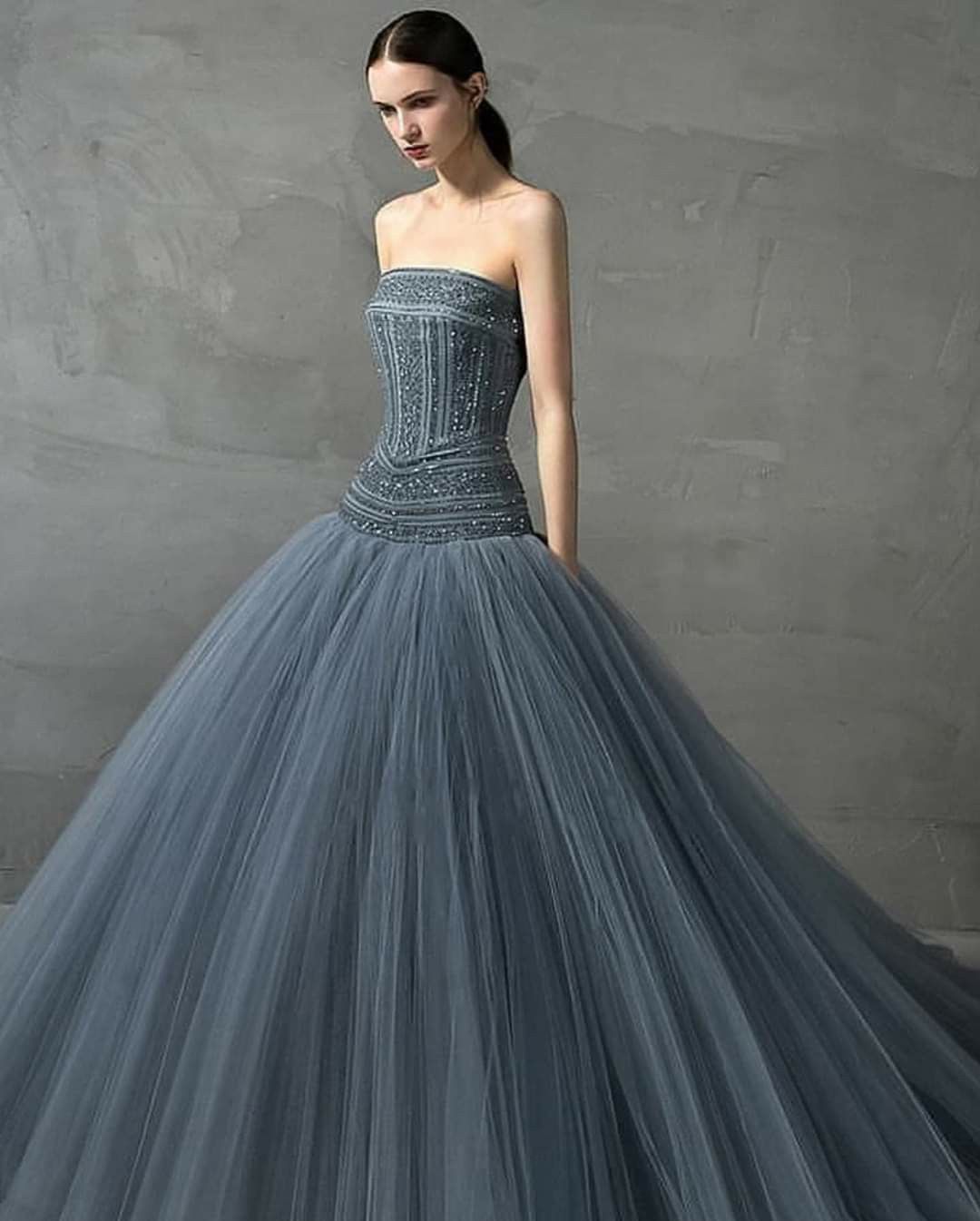 Ethereal Off-the-Shoulder Blue Prom Dress Ball Gown Tulle Evening Dress TH060