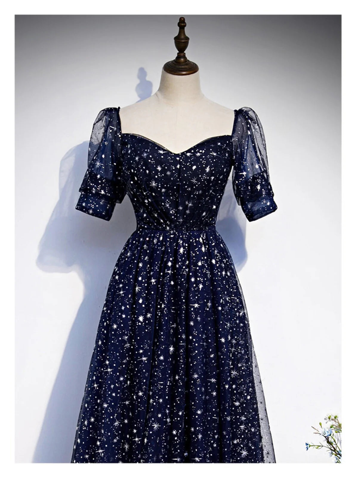 Navy Blue Tulle Simple Prom Dress, A-line Navy Blue Tulle Evening Dress TP1105