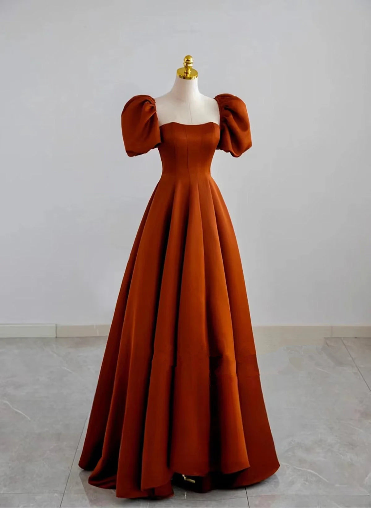 A-line Satin Short Prom Dress Party Dress, Satin Short Sleeves Evening Dress TP1113