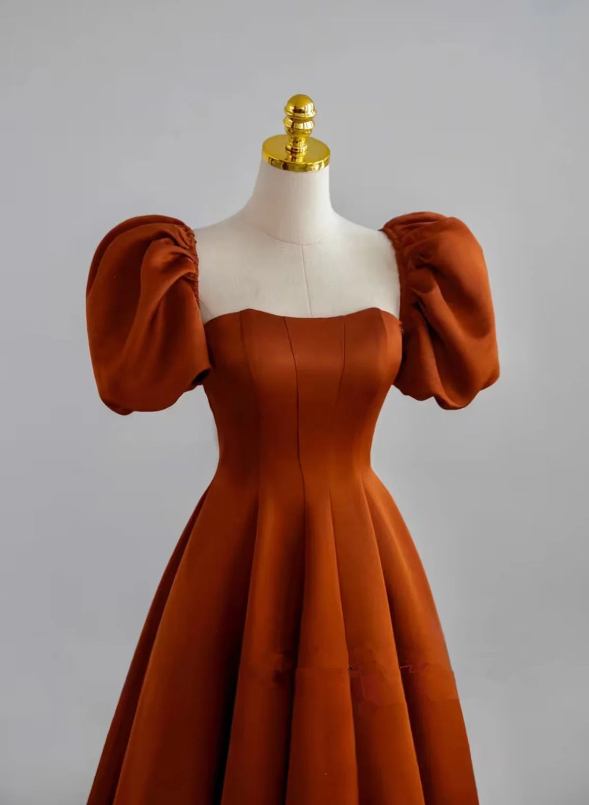 A-line Satin Short Prom Dress Party Dress, Satin Short Sleeves Evening Dress TP1113