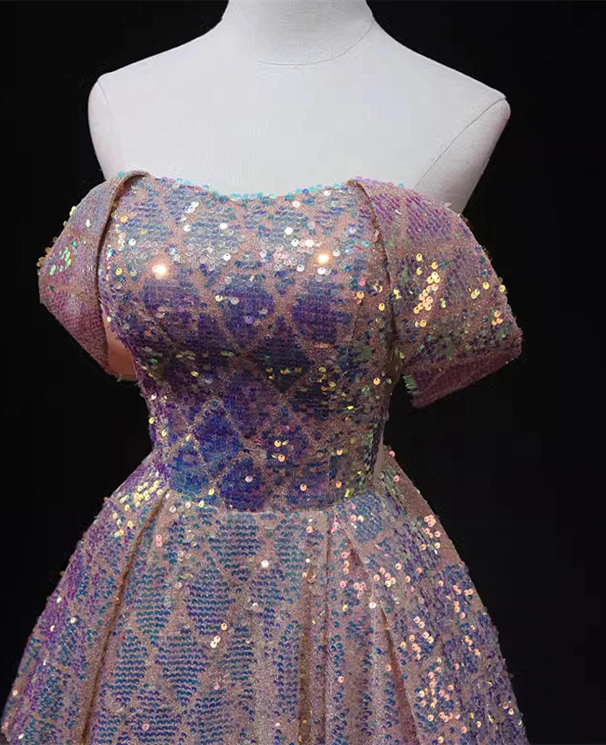 A-line Off Shoulder Sequins Long Prom Dress Party Dress, Sequins Evening Dress TP1114