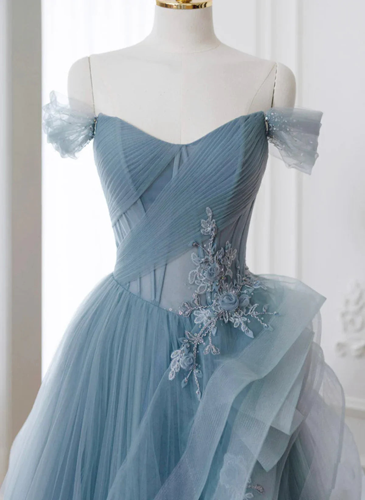 Blue Sweetheart Tulle Layers Long Formal Dress, Blue Long Party Dress Prom Dress TP1159