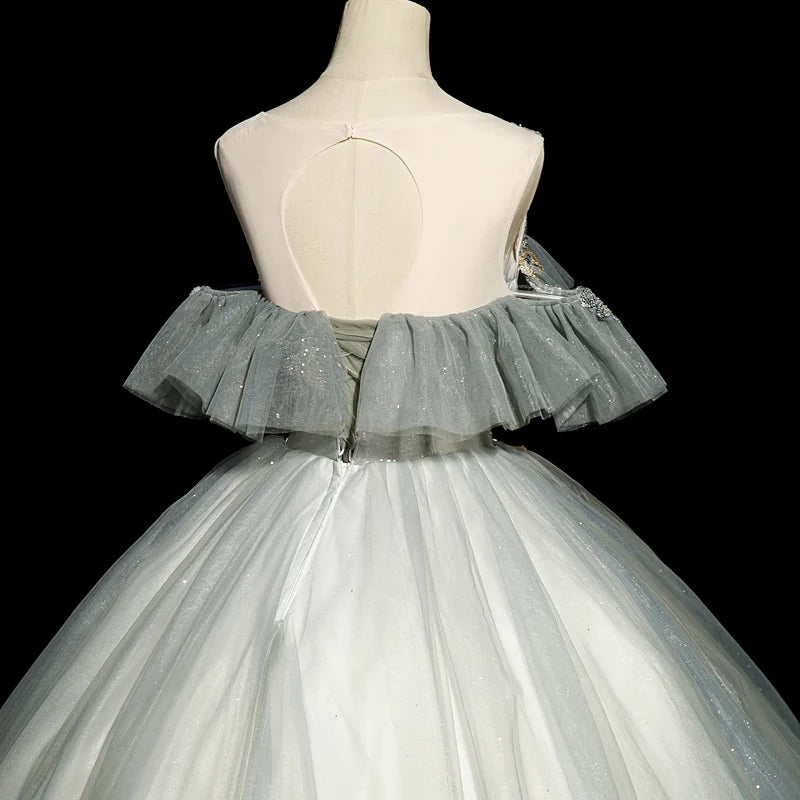 Green Ball Gown Round Neckline with Lace Sweet 16 Dress, Green Tulle Formal Dress TP1186