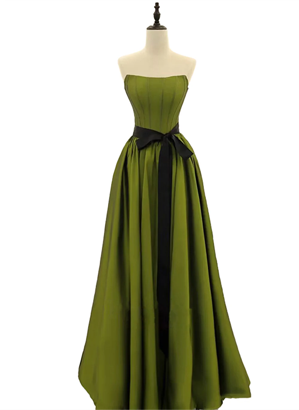 Green Satin Simple Long Formal Dress, A-line Green Long Evening Dress Prom Dress TP1235