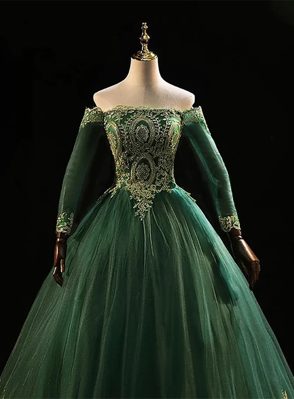 Off the Shoulder Dark Green Formal Dress, Dark Green Tulle Party Dress Evening Dress TP1240