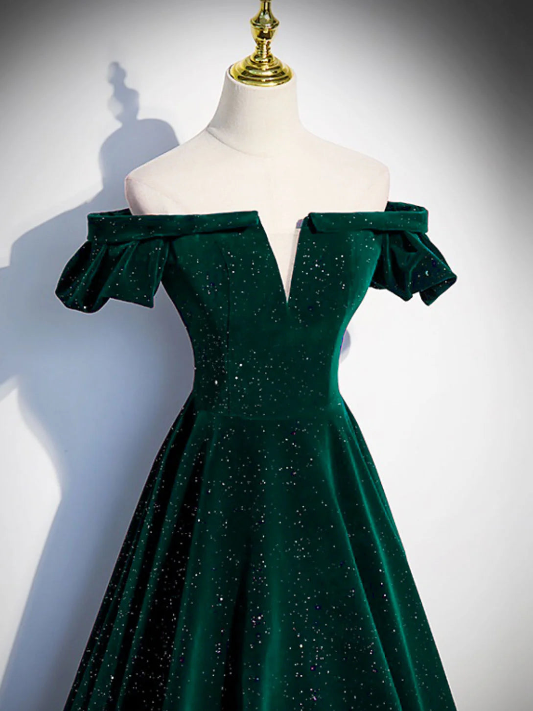Green Off Shoulder A-line Floor Length Party Dress, Green Long Formal Dress Prom Dress TP1253