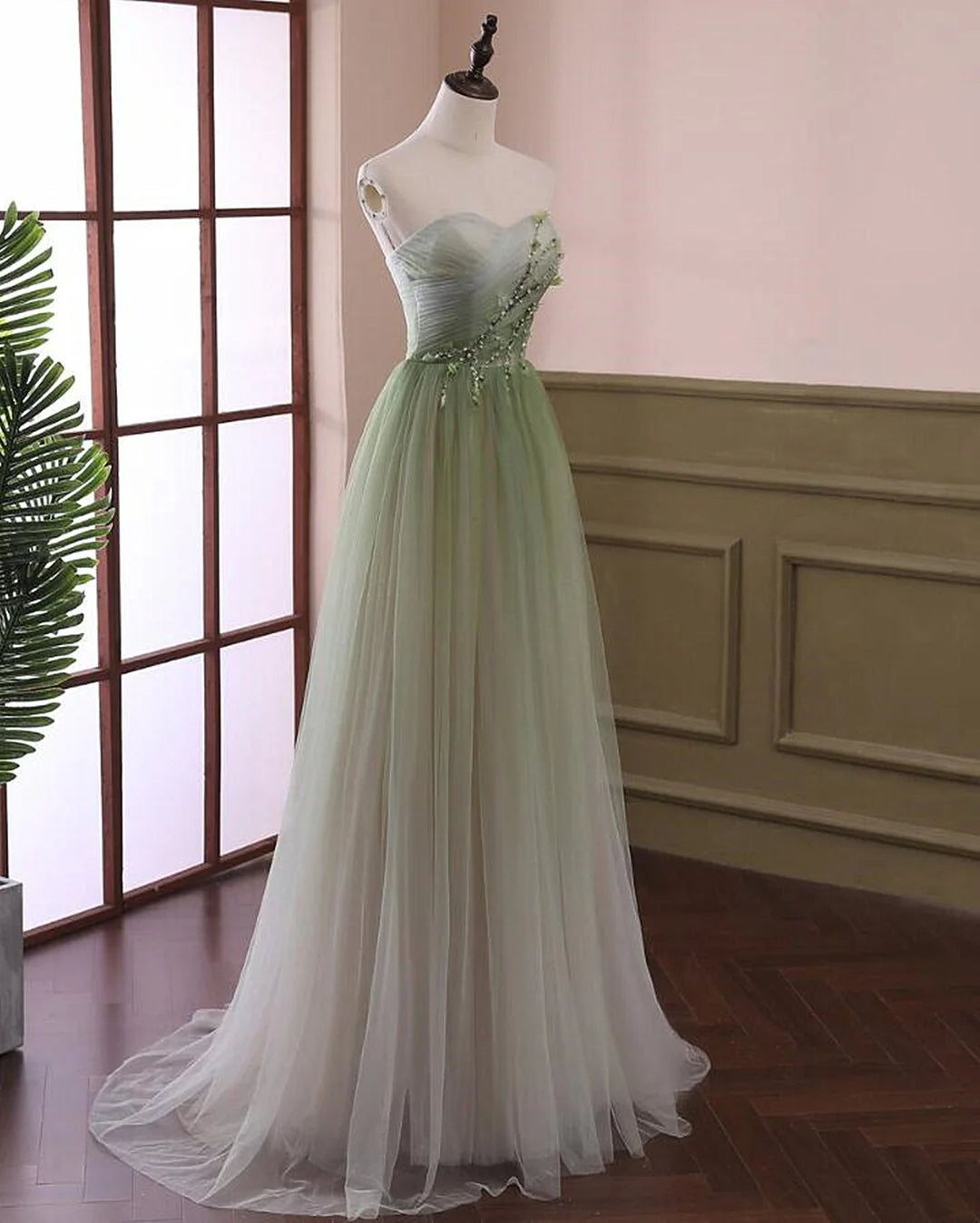 Beautiful Light Green Tulle A-line Formal Dress, Green Party Dress Prom Dress TP1329