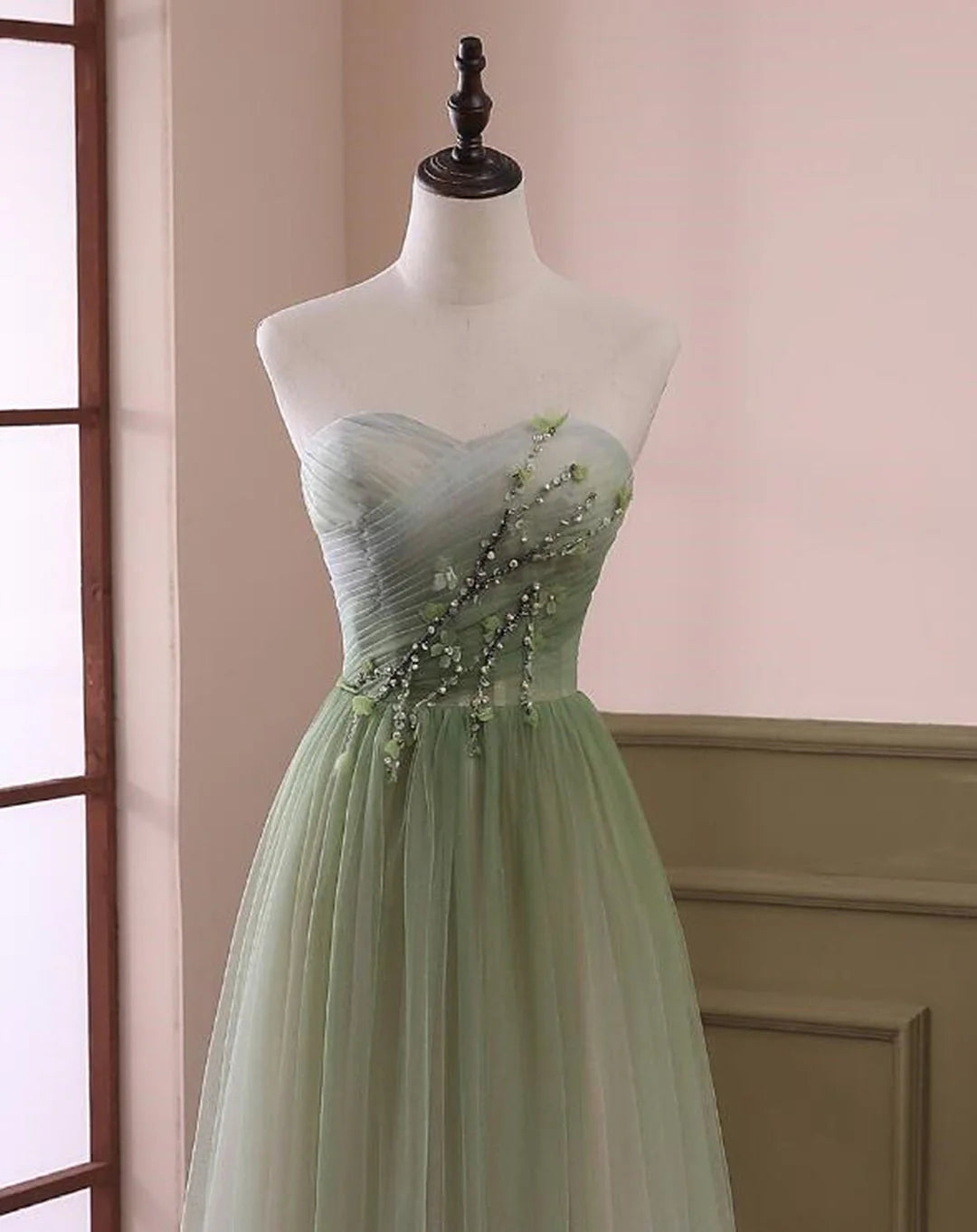Beautiful Light Green Tulle A-line Formal Dress, Green Party Dress Prom Dress TP1329