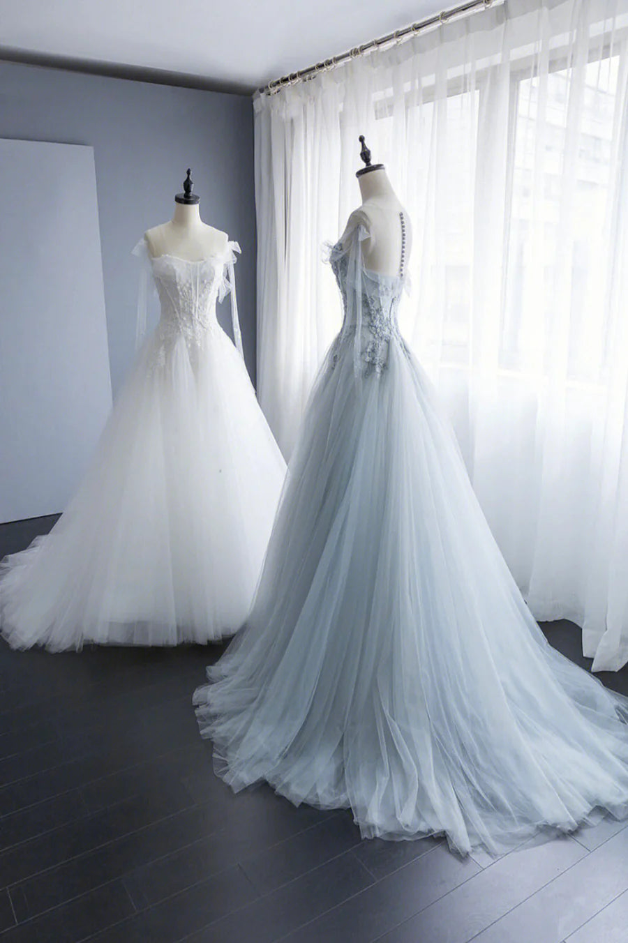A-Line Tulle Lace Long Prom Dresses, Evening Party Dresses TP1359