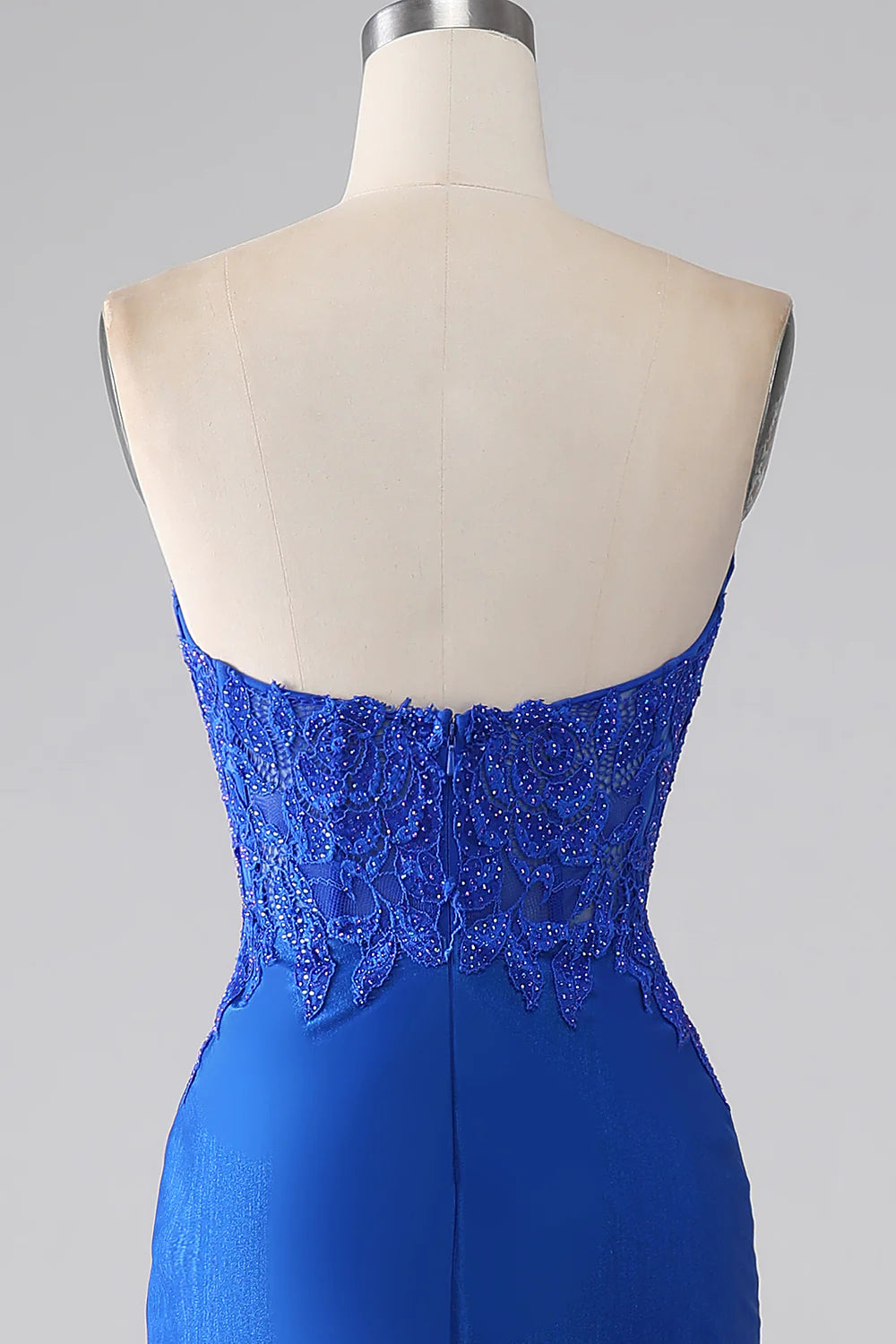 Royal Blue Mermaid Strapless Long Beaded Prom Dress With Appliques TP1387