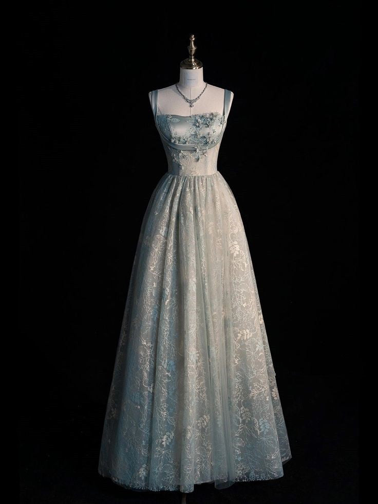 Beautiful A line Sage Green Long Tulle Prom Dress TP1422