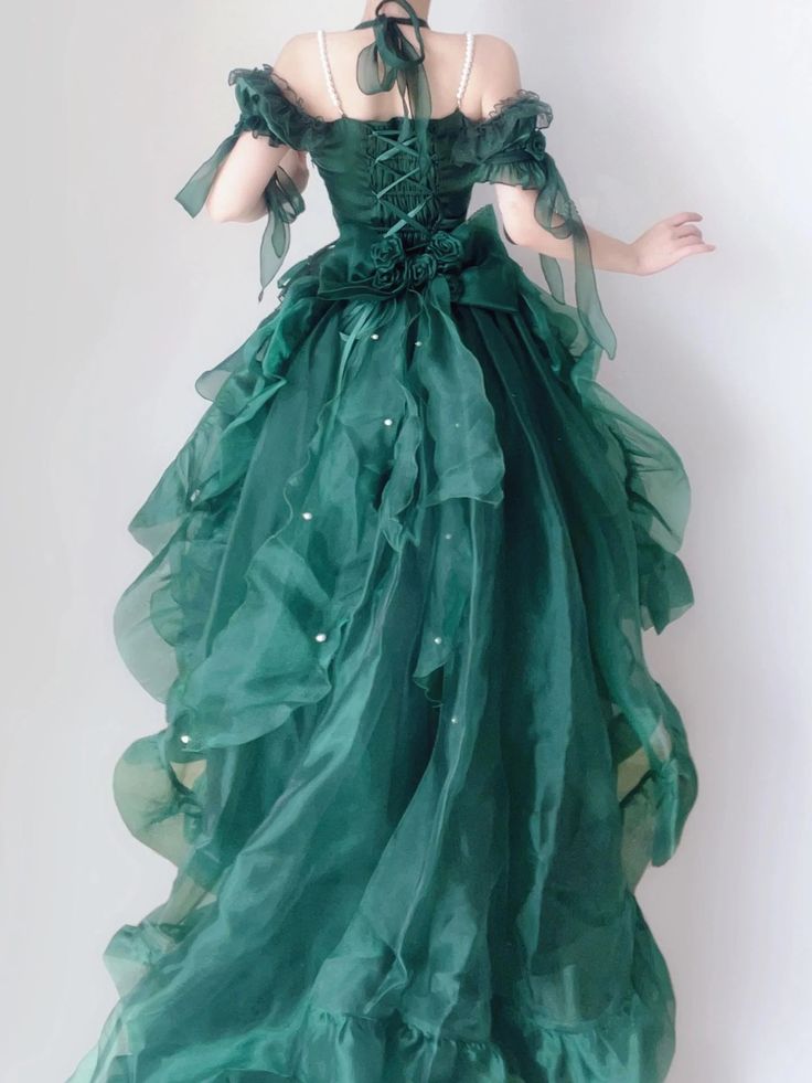 Green High Low Strapless Vintage Lolita Puffy Dress TP1565