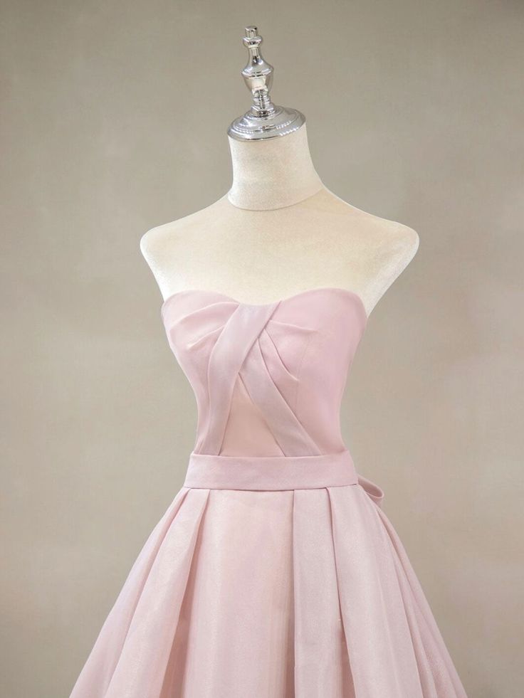 Pink A-Line Strapless Strapless Long Prom Dresses TP1662