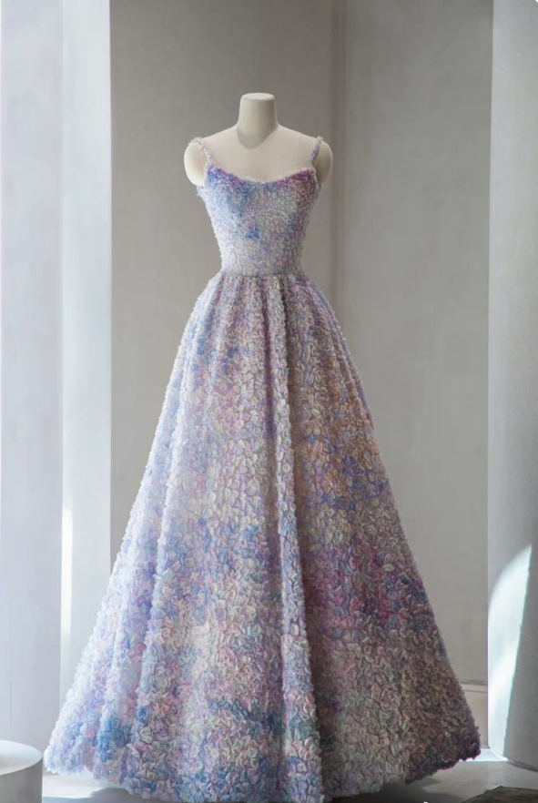 Special Purple A-Line Spaghetti Strap Long Prom Dresses TP1668