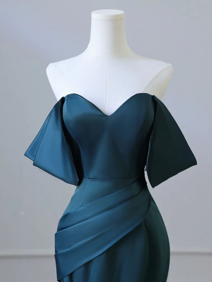 Blue Mermaid Strapless Satin Long Ball Gowns TP1702