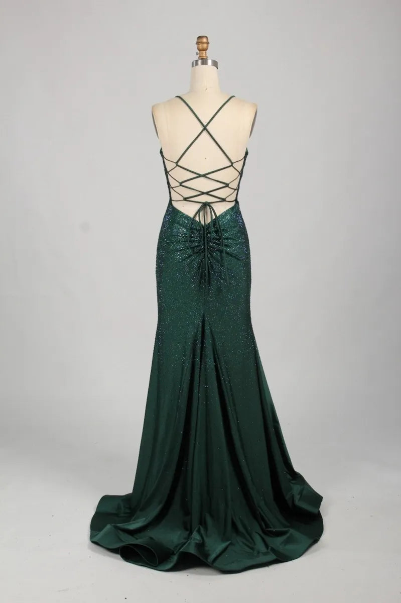 Navy Blue Mermaid Neckline Sequins Sexy Long Prom Dresses Birthday Dresses TP1725