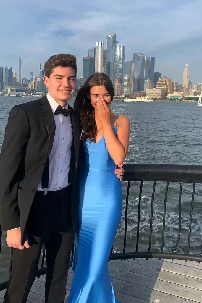 Blue Mermaid Backless Ball Gown Elegant Evening Dress TP1783