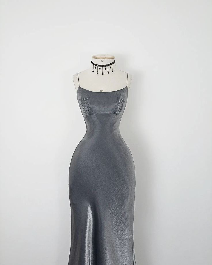 Grey Mermaid Velvet Spaghetti Strap Formal Prom Dress Evening Gown TP1839