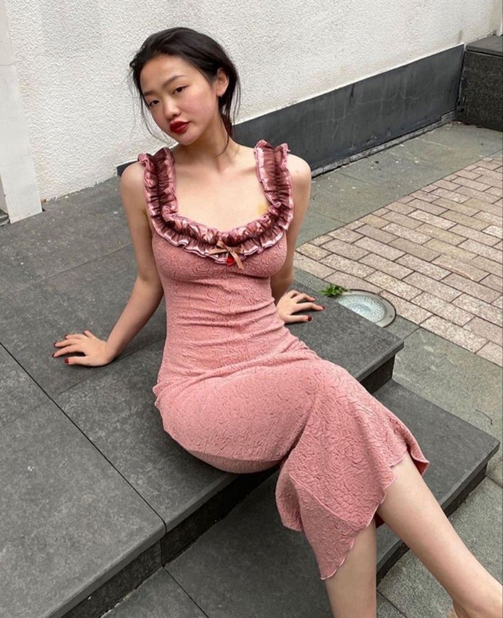 Chic Pink Mermaid Strap Bodycon Prom Gown Party Dress TP1858