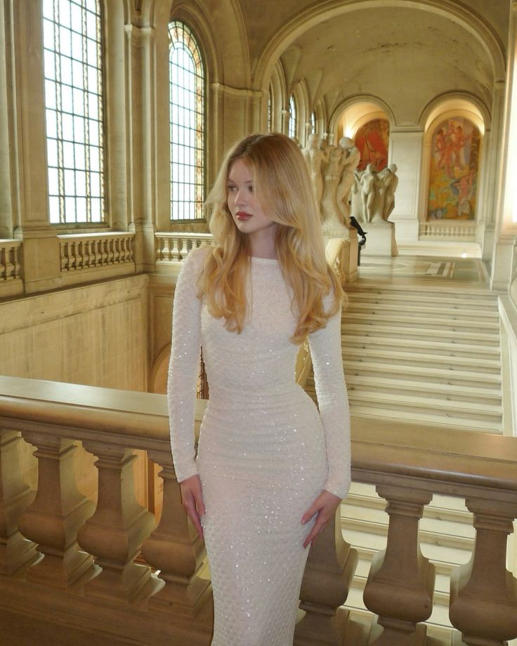 Simple White Mermaid Long Sleeve Shiny Formal Long Prom Gown Evening Dress TP1877