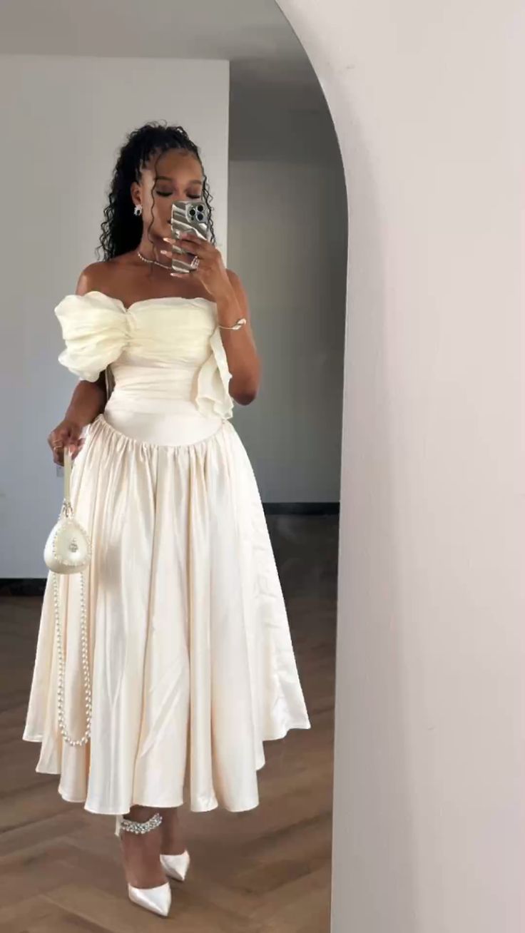 Chic Green A-Line Off-Shoulder Tulle Satin Ankle-Length Gown TP1898