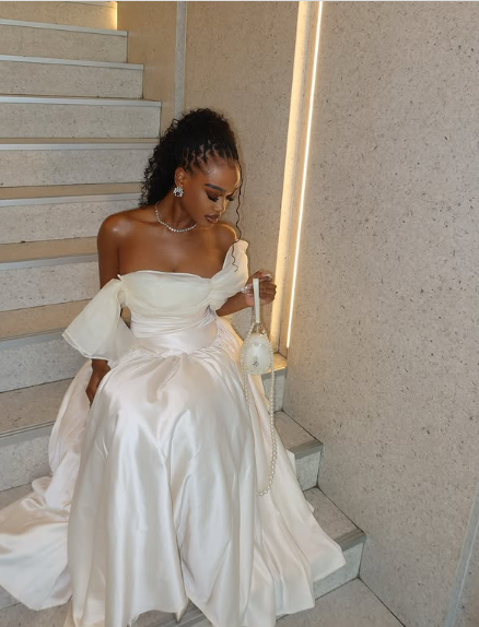 Chic Green A-Line Off-Shoulder Tulle Satin Ankle-Length Gown TP1898