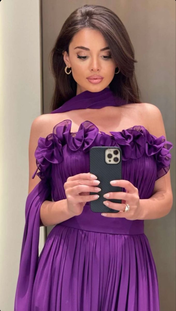 Charming Purple A-line Sleeveless Chiffon High Slit Formal Prom Gown Evening Dress TP1924