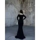 V Neck Off Shoulder Long Sleeve Mermaid Slit Glitter Formal Prom Dress Evening Gown TP1930
