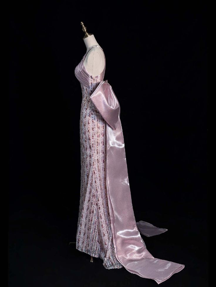 Chic Mermaid Off-shoulder Satin Bow Sequined Tulle Floor-length Ball Gown Evening Dress TP1977