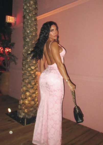 Sexy Pink Mermaid Spaghetti Strap V Neck Printed Ball Gown Evening Dress TP1983