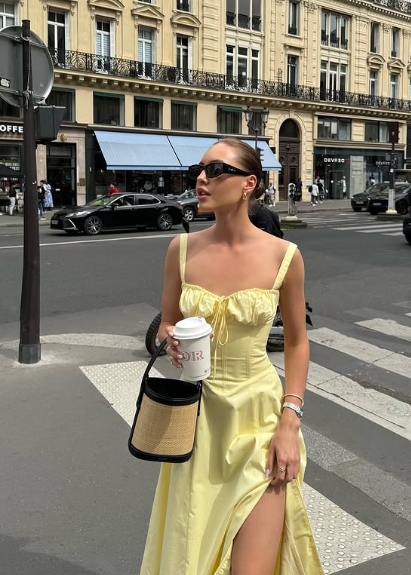 Chic Yellow A-line Strap Slit Ankle-Length Ball Gown TP1987