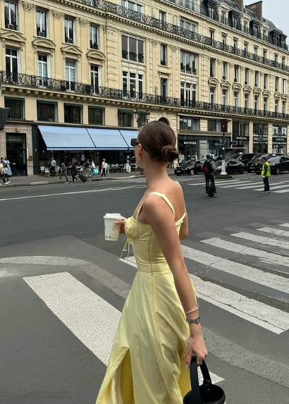 Chic Yellow A-line Strap Slit Ankle-Length Ball Gown TP1987