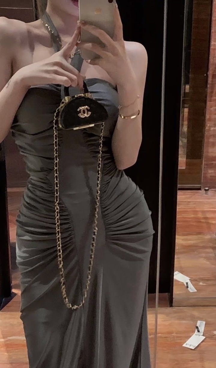 Sexy Gray Off-the-shoulder Halter Neck Slit Bodycon Mermaid Ball Gown Evening Dress TP1989