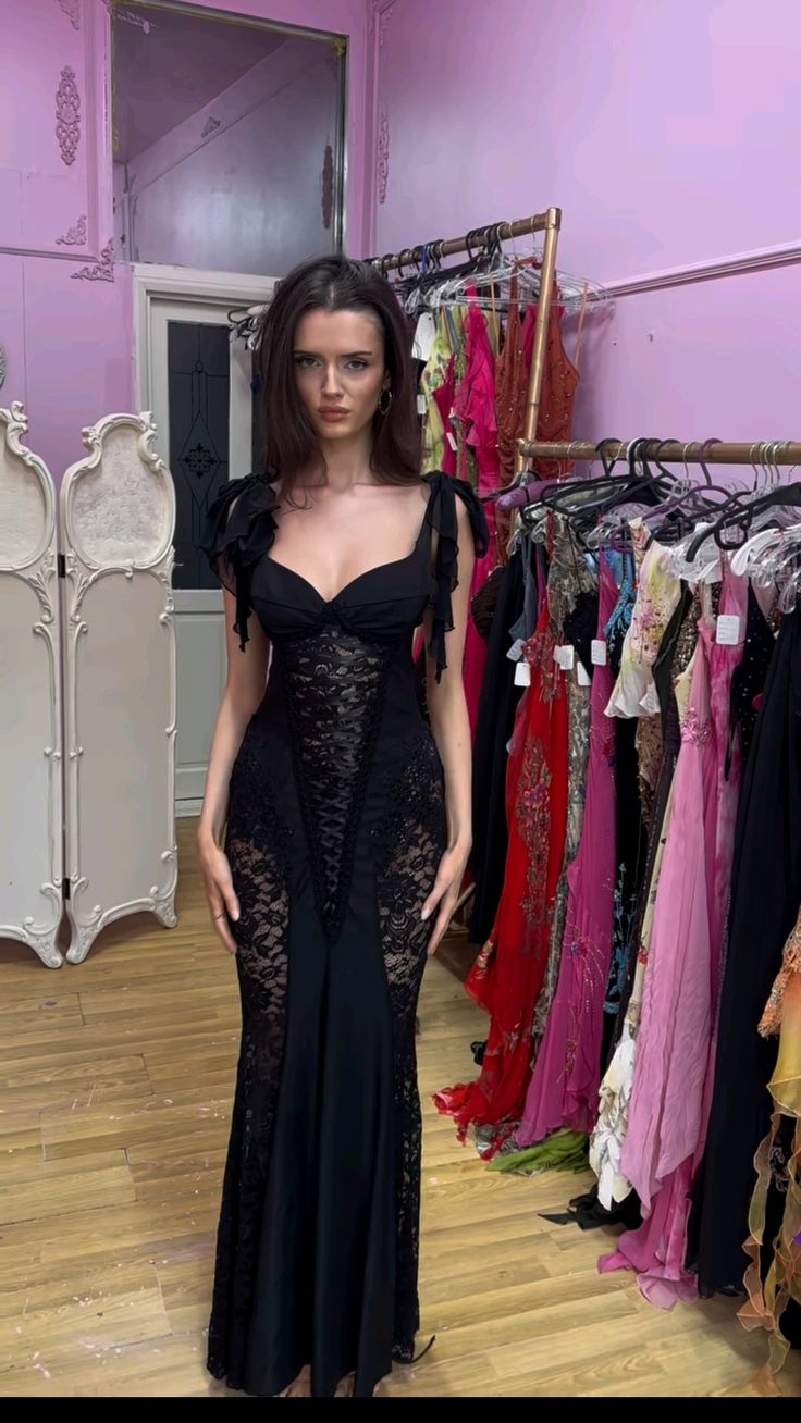 Sexy Black Mermaid Lace Strapless Chiffon Edge Ball Gown Evening Dress TP2030