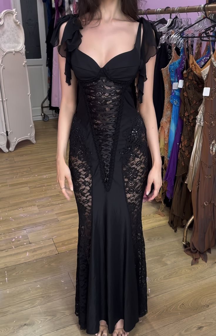 Sexy Black Mermaid Lace Strapless Chiffon Edge Ball Gown Evening Dress TP2030