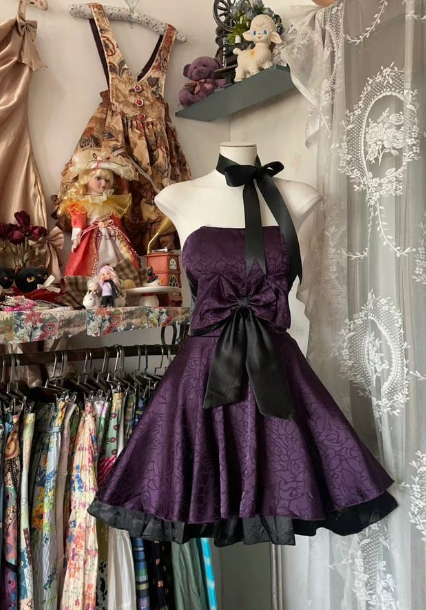 Charming Purple A-Line Off-The-Shoulder Sleeveless Bow Homecoming Dress TP2031