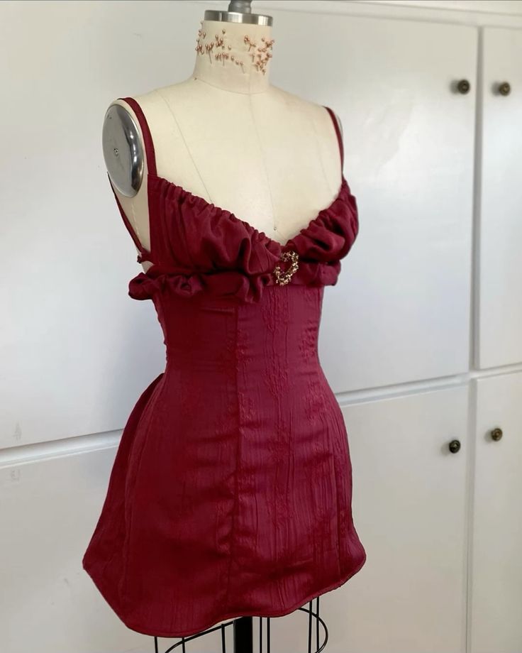 Beautiful Burgundy Strap Short Homecoming Dress TP2035