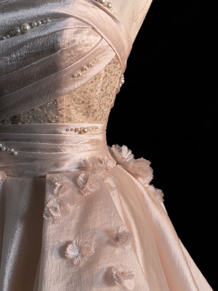 Elegant Pink A-line Strapless Pearl Tulle Floor-length Formal Prom Dress Evening Gown TP2041