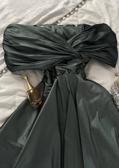 Elegant Grey A-line Off-shoulder Simple Ball Gown Evening Dress TP2046