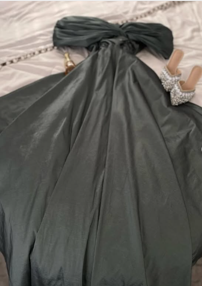 Elegant Grey A-line Off-shoulder Simple Ball Gown Evening Dress TP2046