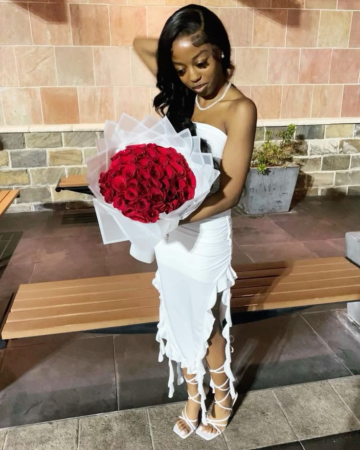 Simple White Mermaid Off-shoulder Strapless Slit Ruffled Ball Gown Evening Dress TP2068