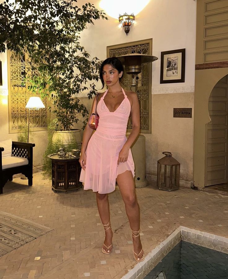 Charming Pink A-line Halter Neck Tulle Short Party Dress Prom Gown TP2109