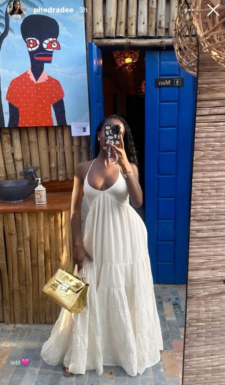 Simple White A-Line Halter Low-Neck Long Dress TP2114