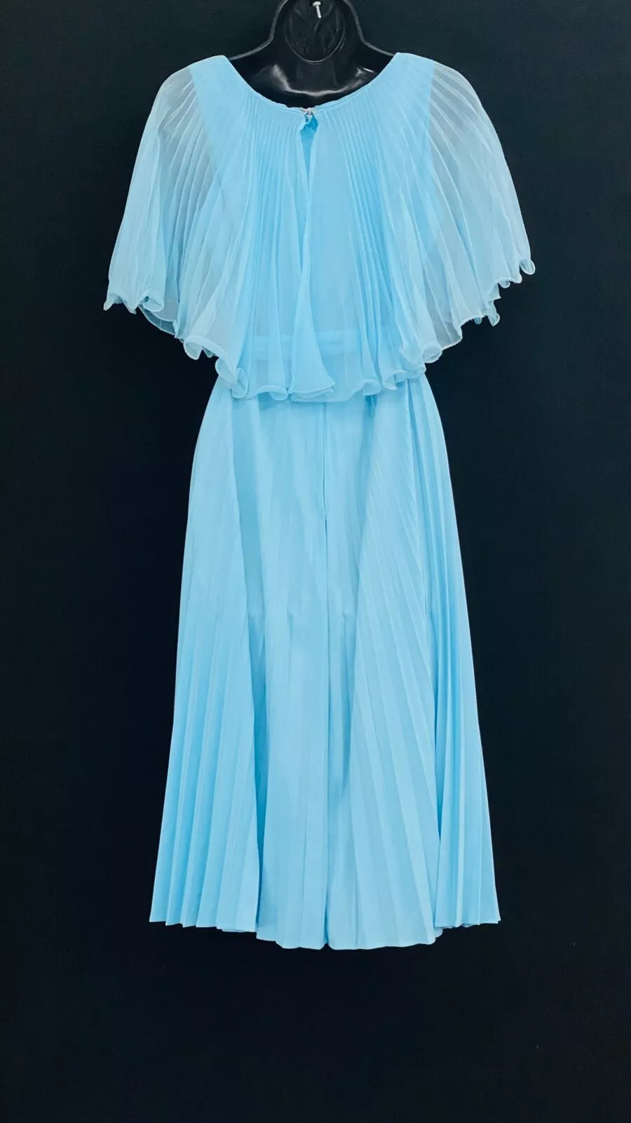 Elegant blue A-line ankle length pleated formal prom dress evening gown TP2160