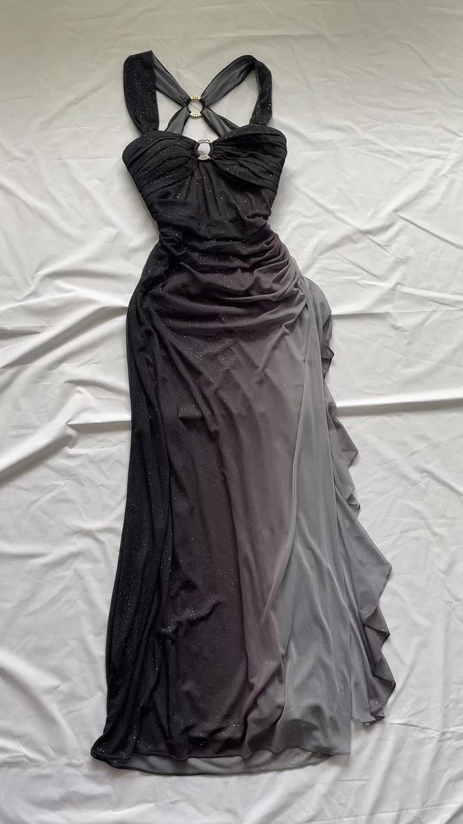 Sexy Black Strap Sweetheart Neck Chiffon Ball Gown Evening Dress TP2164