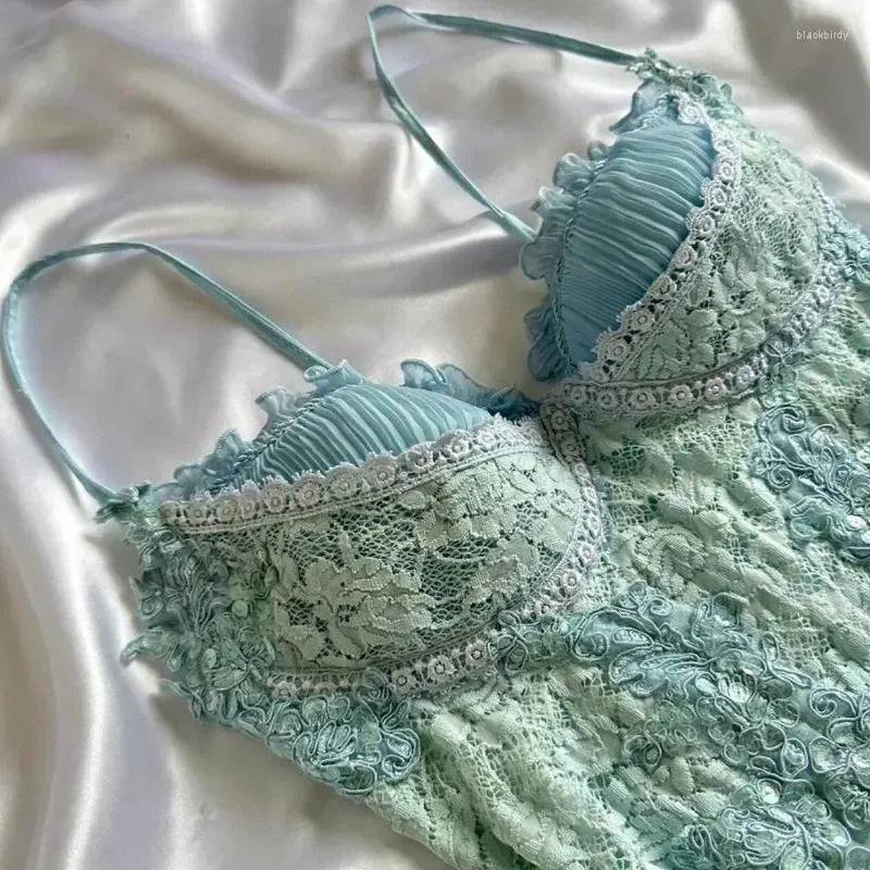 Vintage Blue Strapless A-Line Lace Midi Birthday Party Dress Prom Dress TP2174