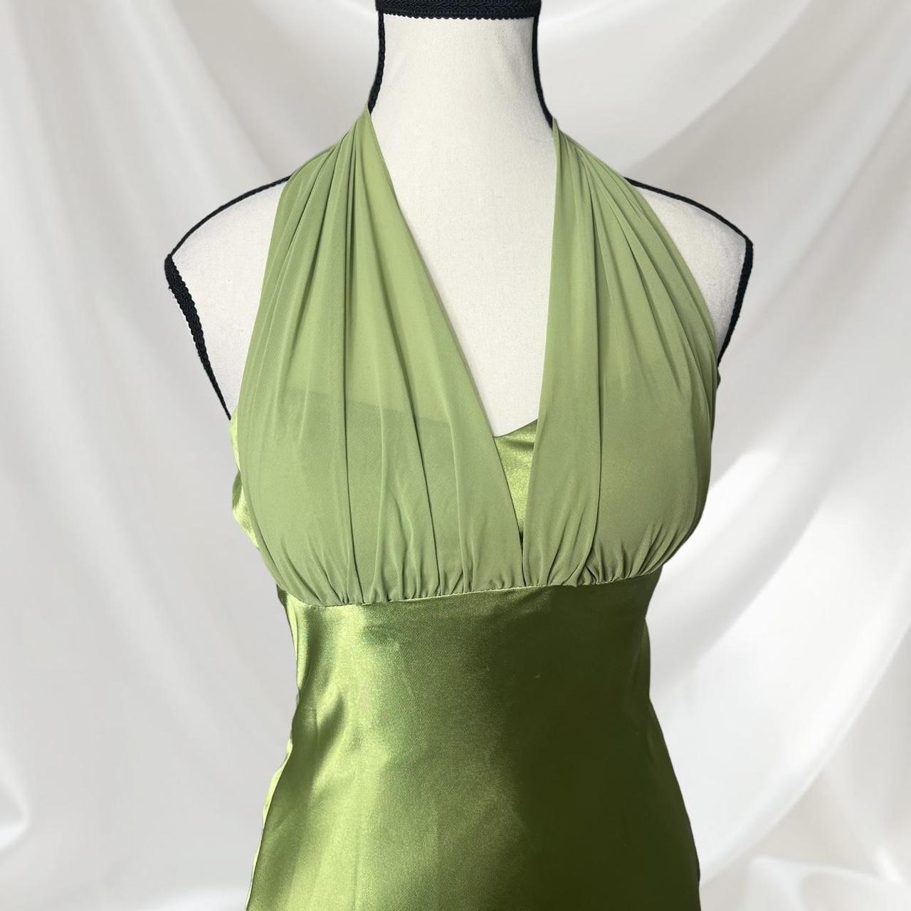 Sexy Green Halter Neck Low Cut Satin Mermaid Formal Prom Dress Evening Gown TP2183