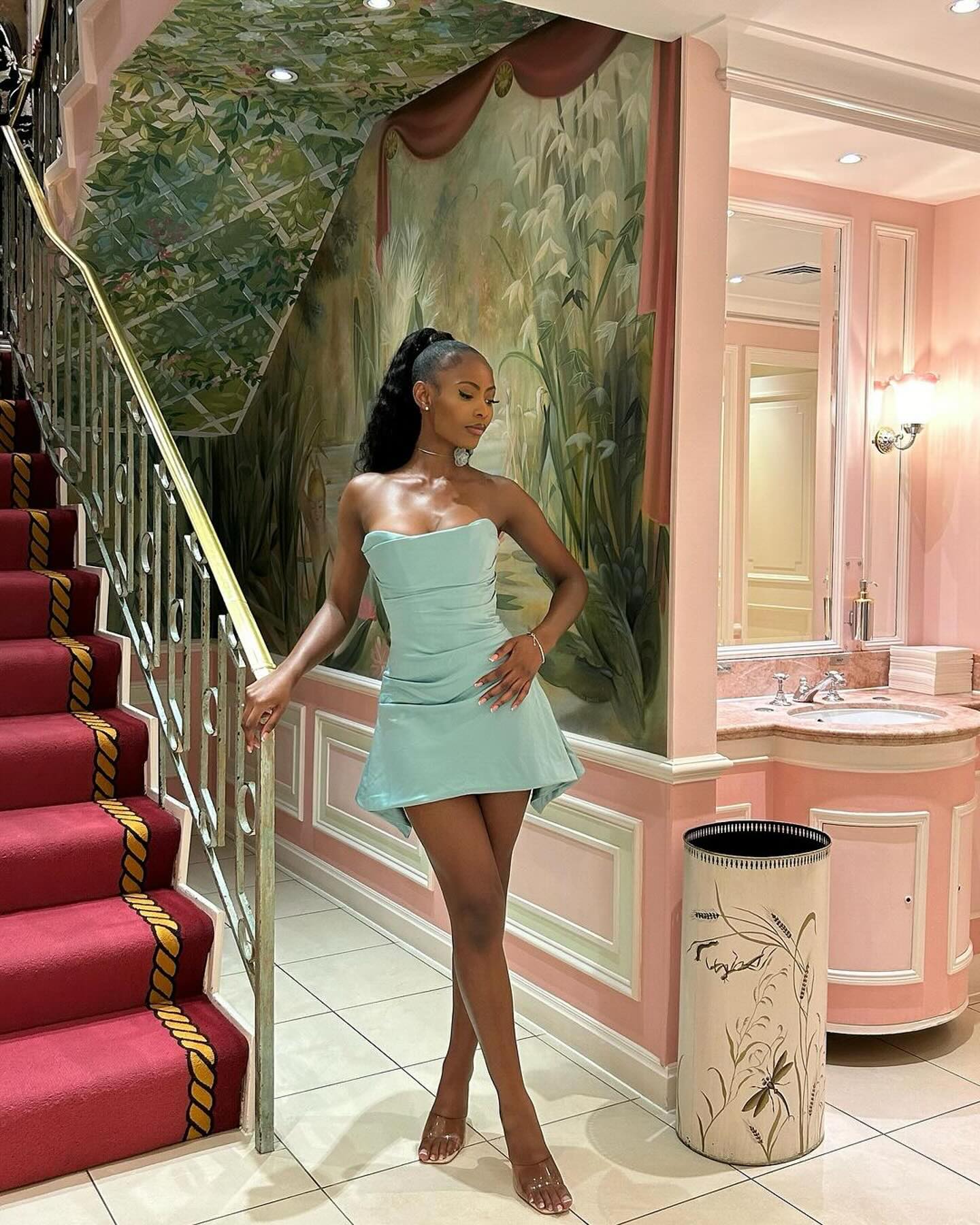 Chic Green Off Shoulder Sleeveless Mini Party Dress Homecoming Dress TP2216